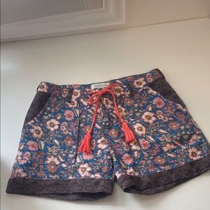 Sundance High Waist Floral Shorts - Blue and Coral
